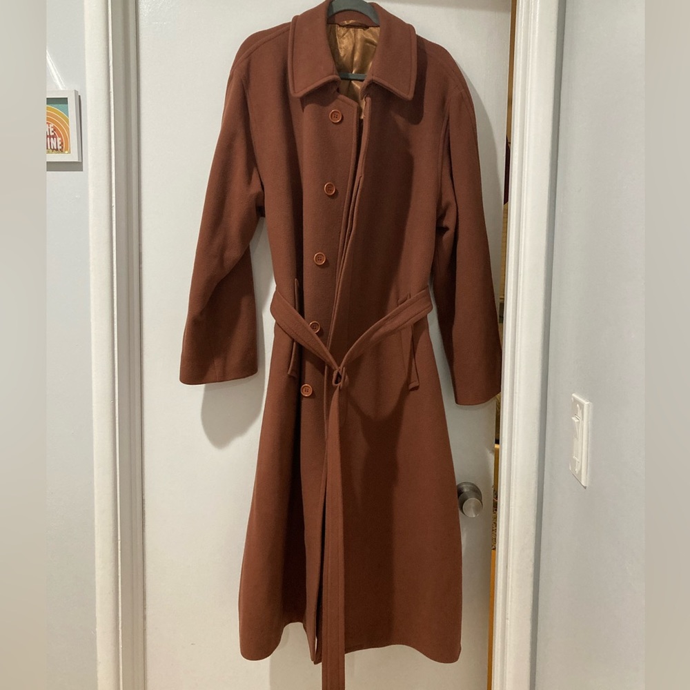 BALENCIAGA Terracotta Cashmere & Wool Long Coat Size 50 FR | US X-Large